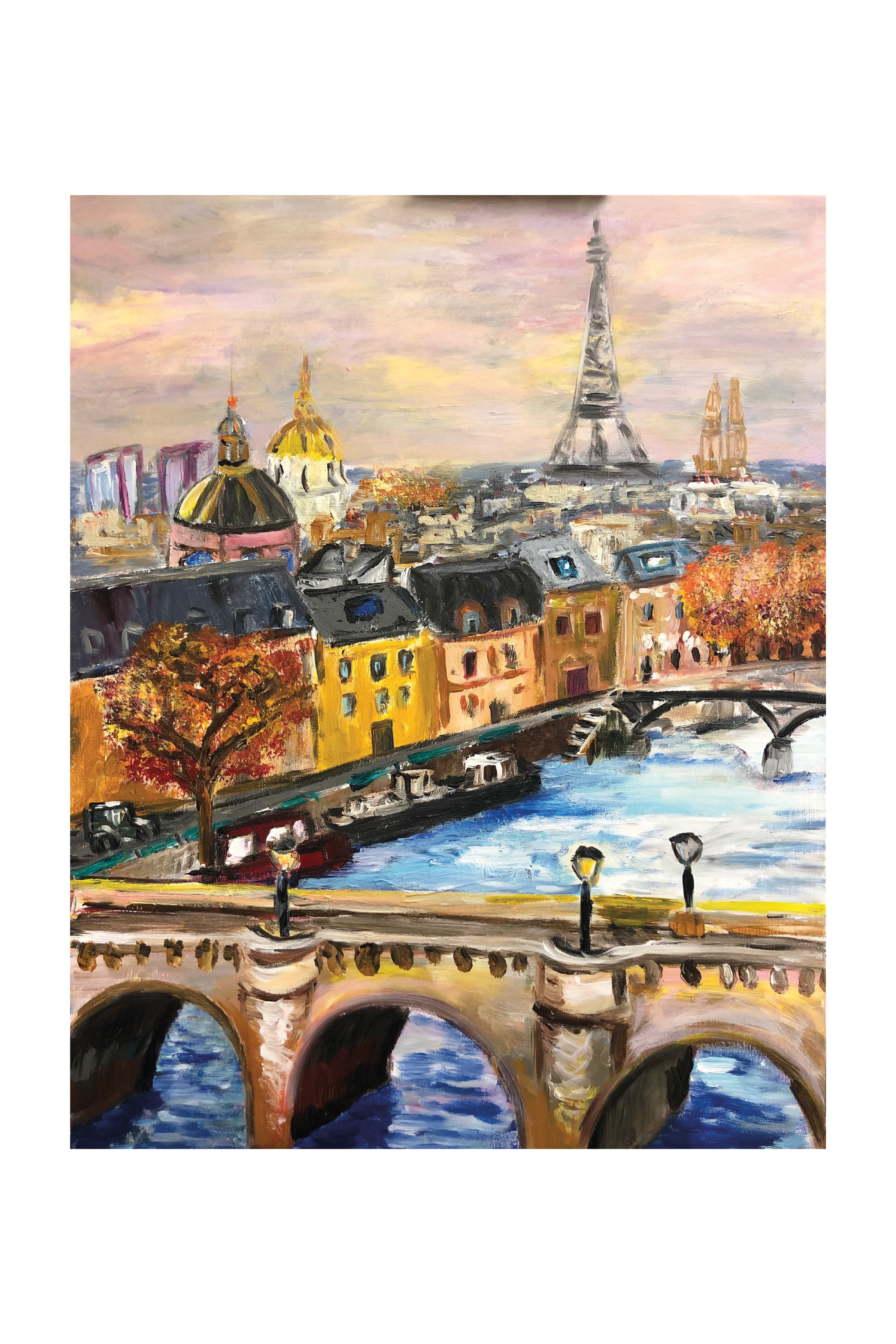 Paris, la Seine et ses ponts, peinture de Véronique Françaix