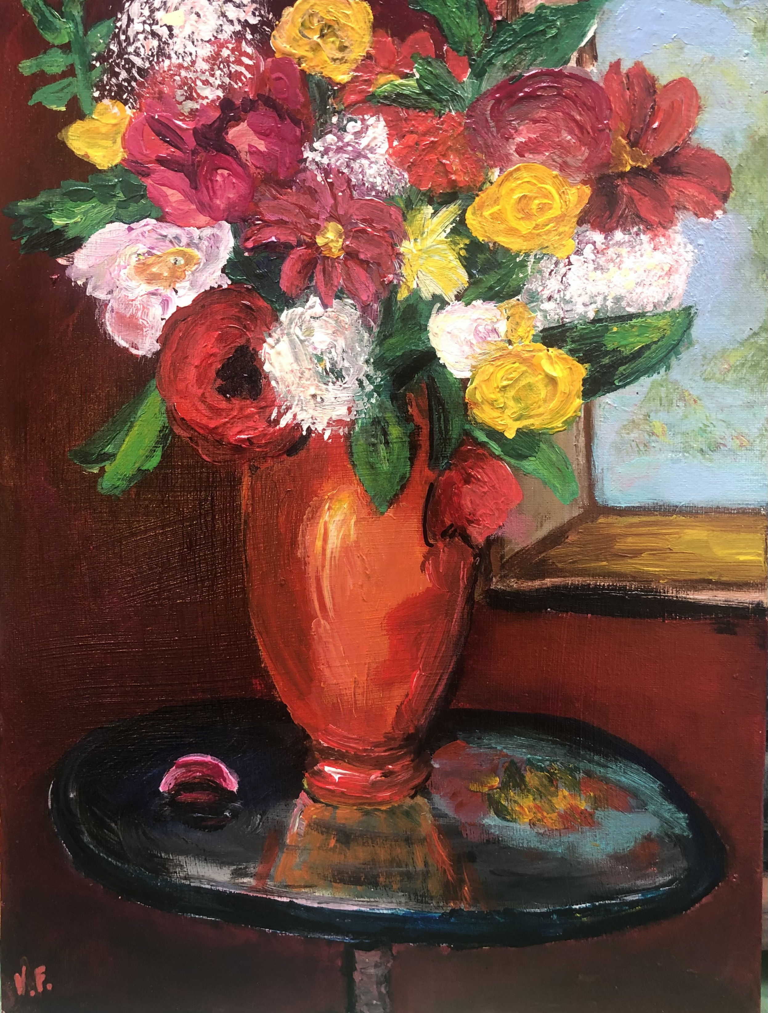 Bouquet de mariée, peinture de Véronique Françaix