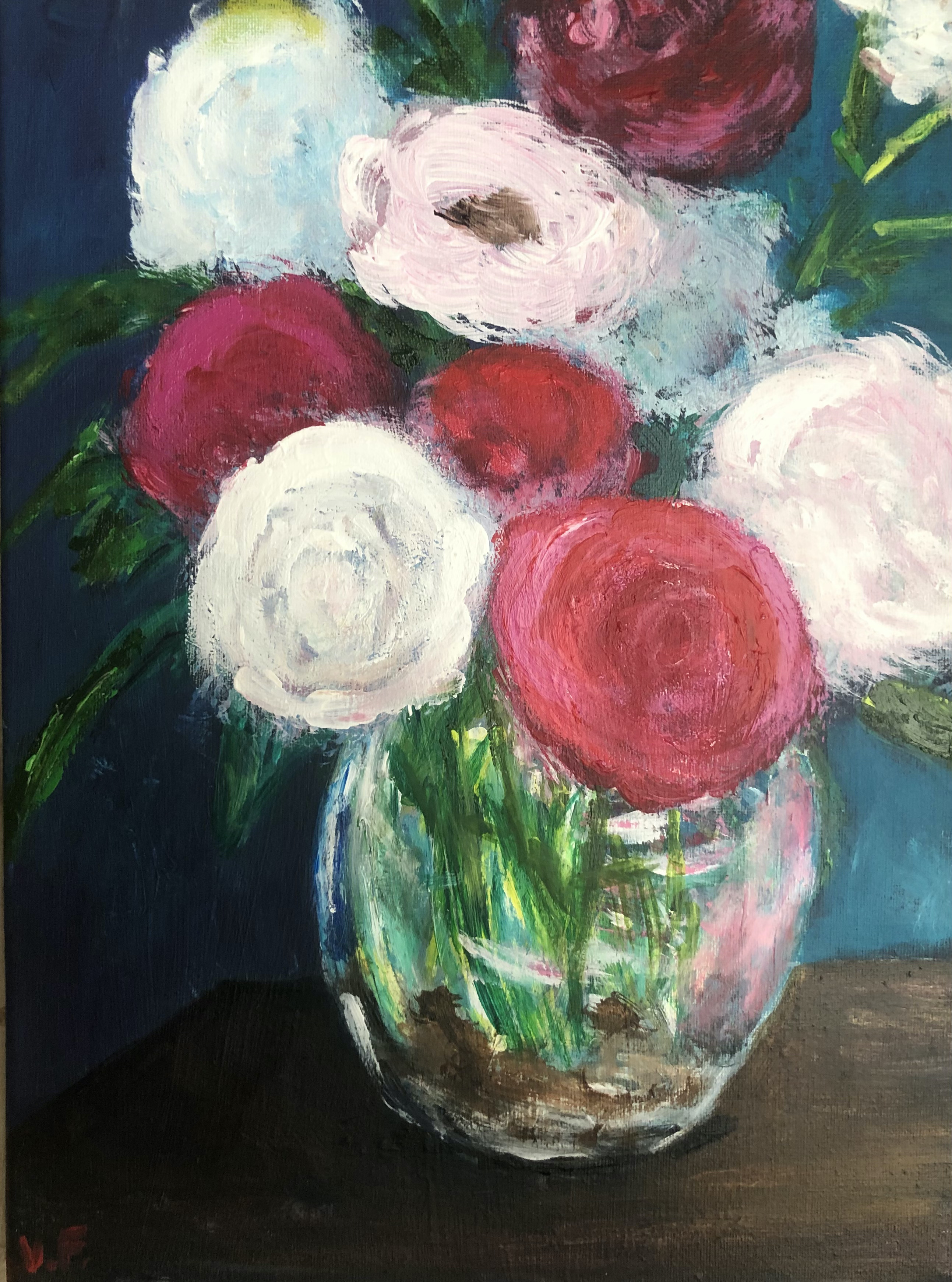 Bouquet de renoncules, peinture de Véronique Françaix