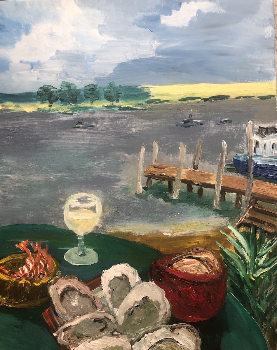 Chez Hortense au Cap Ferret, peinture de Véronique Françaix