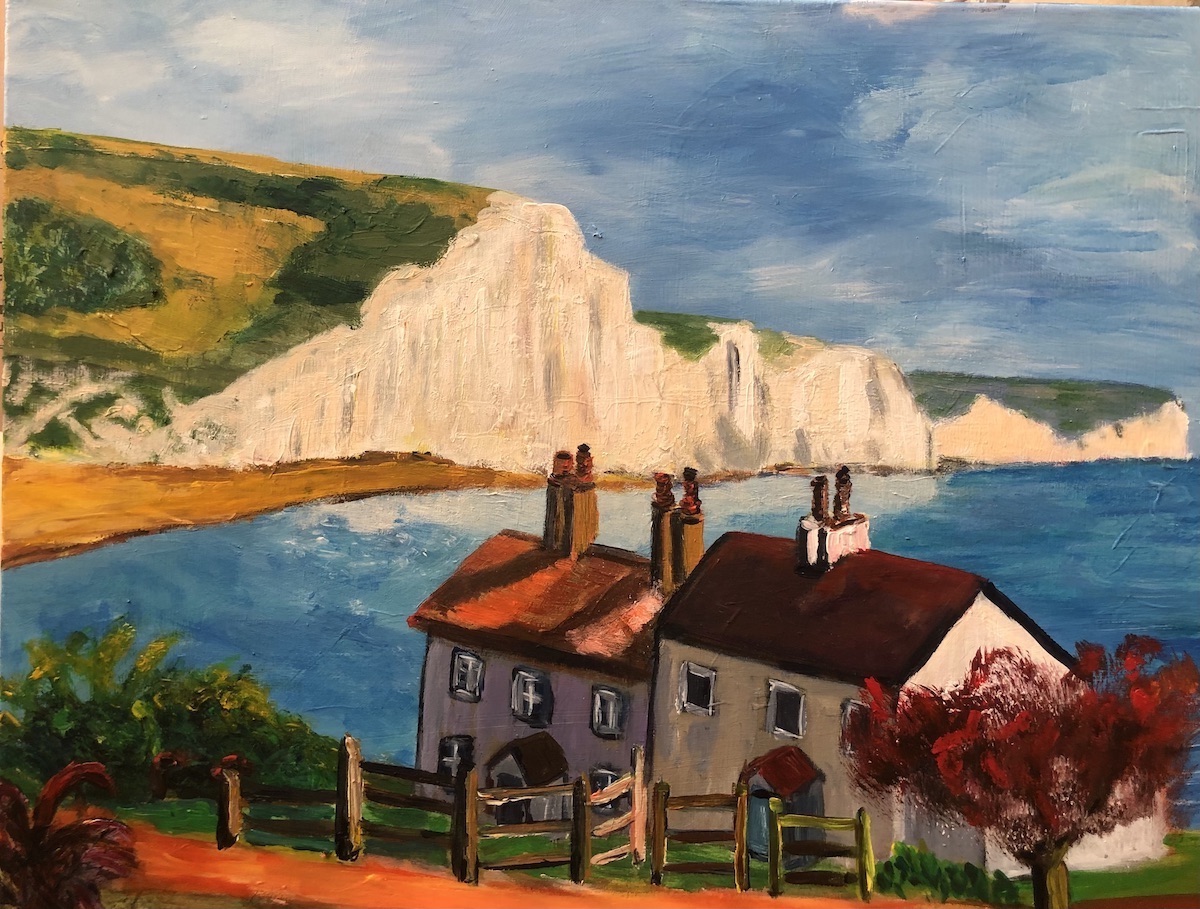 Falaises des Seven Sisters en Angleterre, peinture de Véronique Françaix