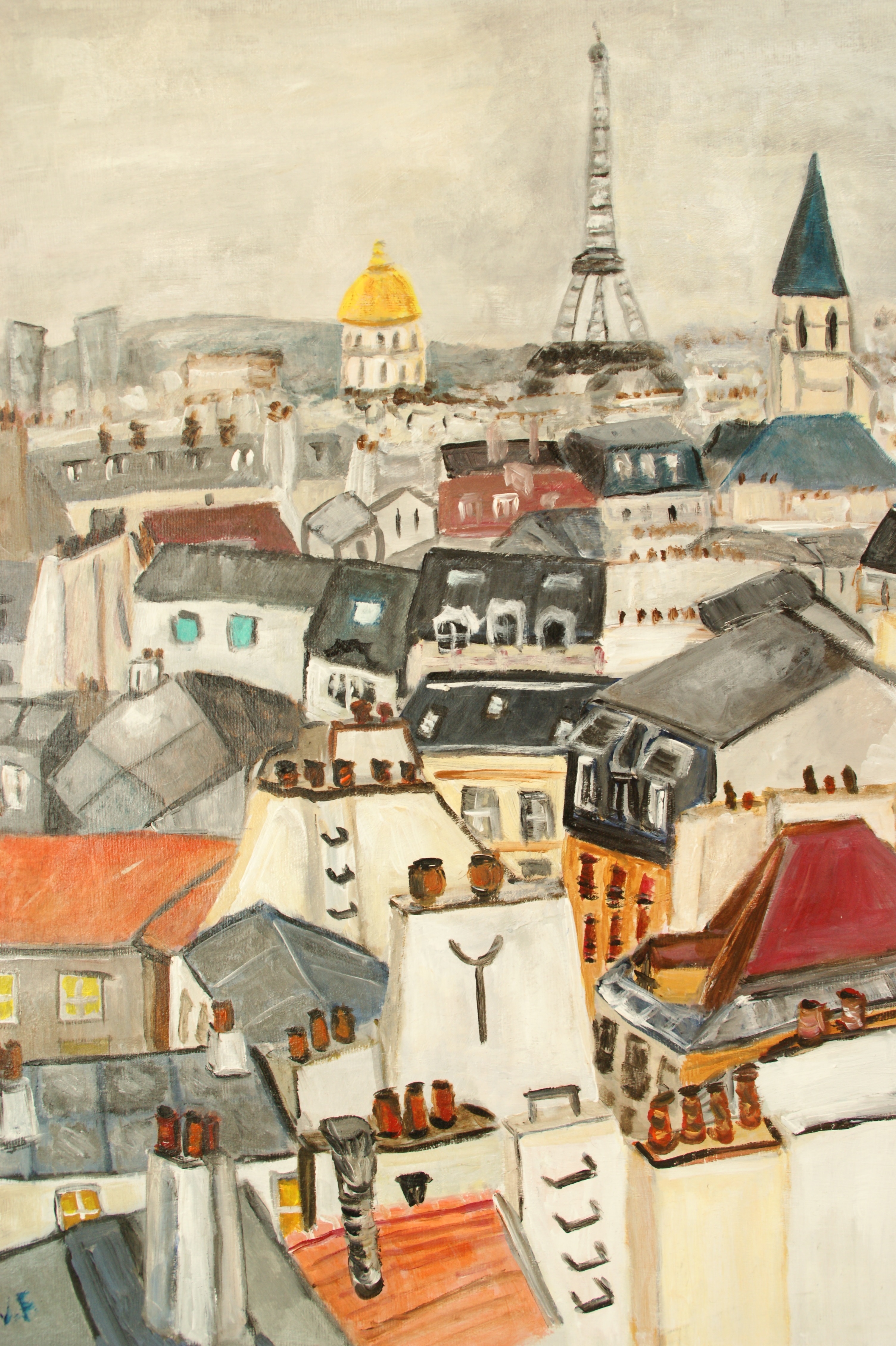 Toits de Paris et Invalides, peinture de Véronique Françaix
