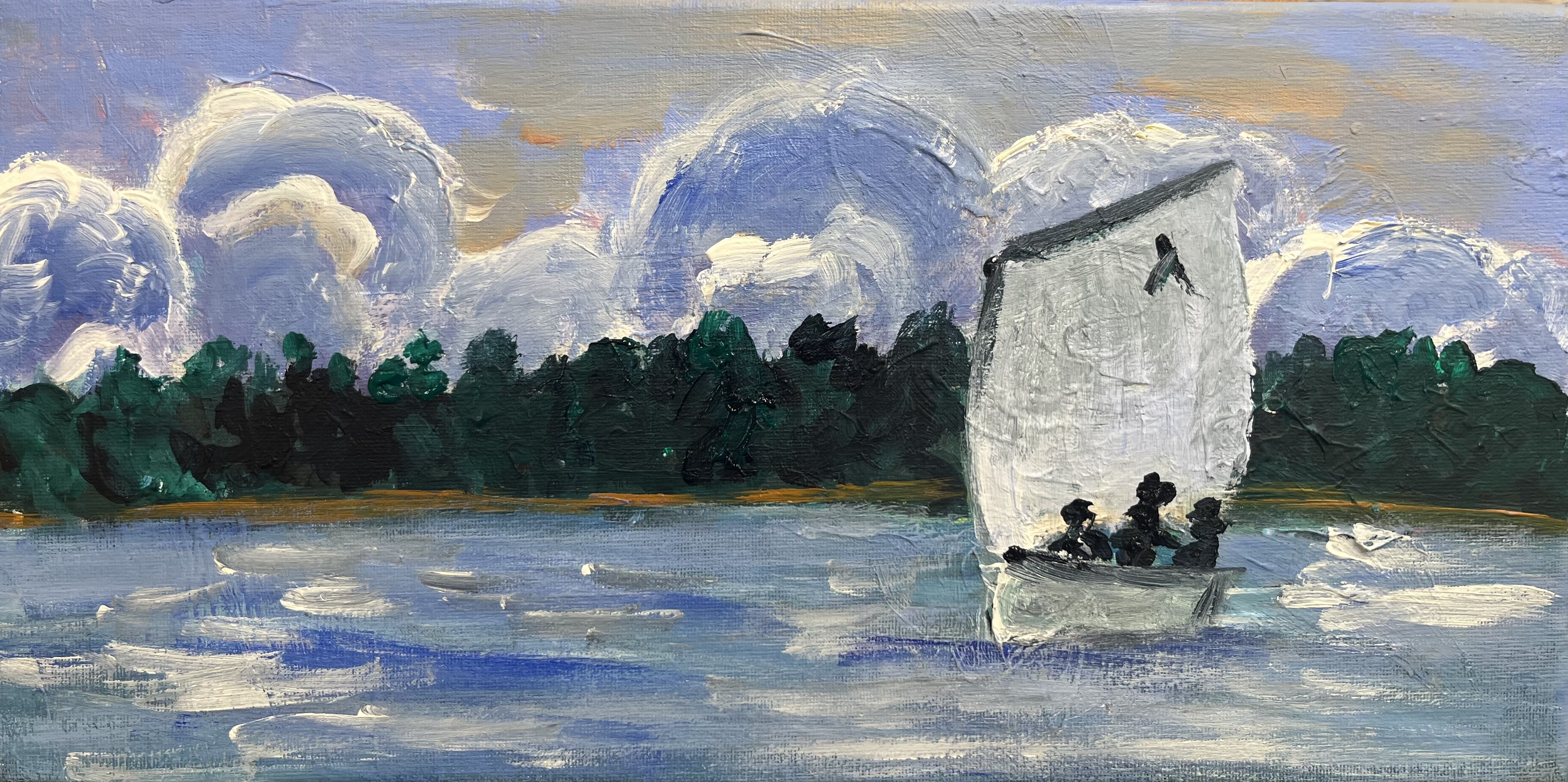 Voilier sur le Bassin d'Arcachon, peinture de Véronique Françaix